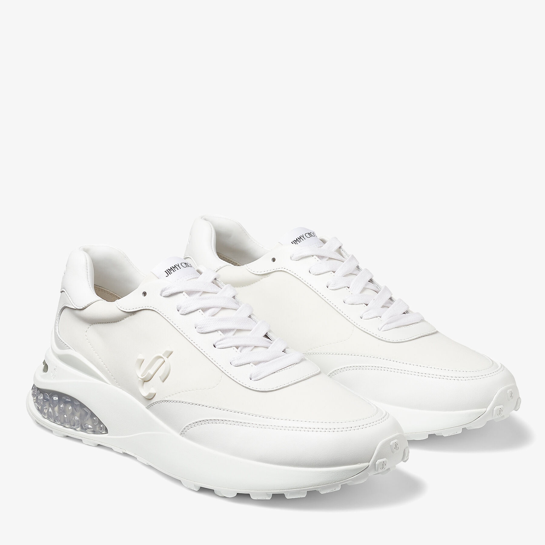Memphis Lace Up/m
White Neoprene and Leather Low-Top Trainers - 2