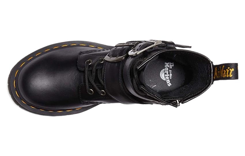 Dr.Martens 1460 Buckle Pull Up Leather Lace Up Boots 'Black Silver' 31033001 - 3