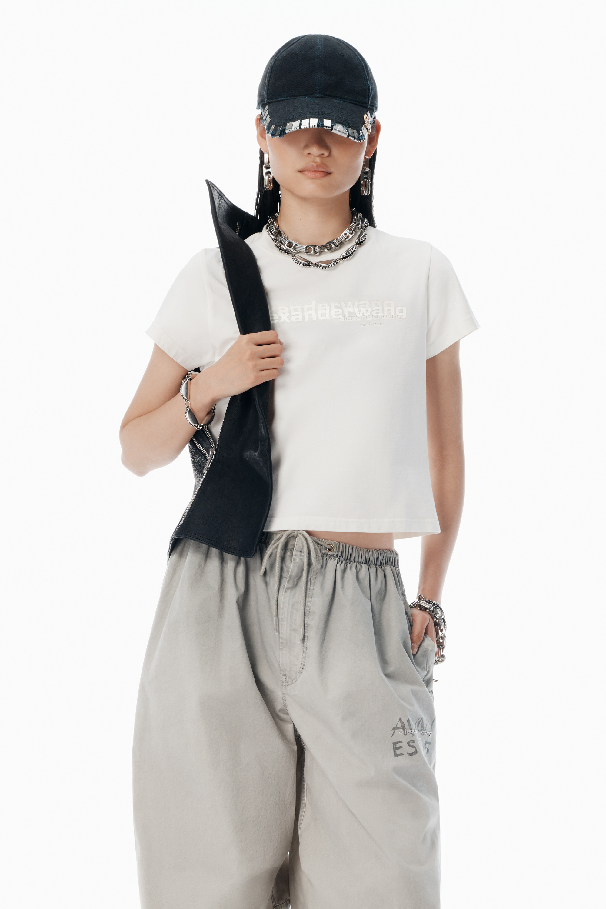 White Cotton Shrunken Logo Tee - 2