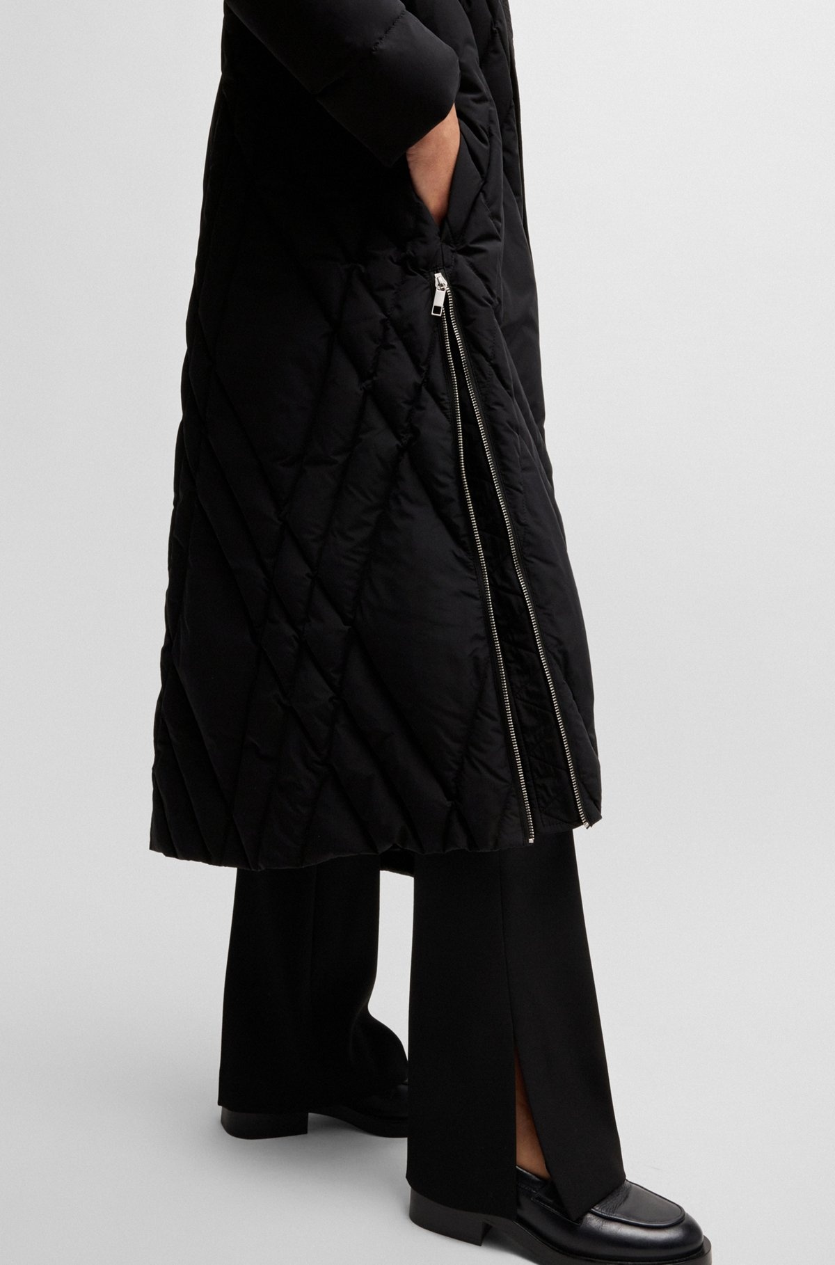 QUILTED DOWN COAT WITH ADJUSTABLE HOOD - 6
