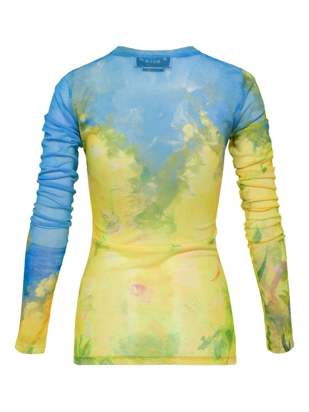 abstract-print mesh top - 2