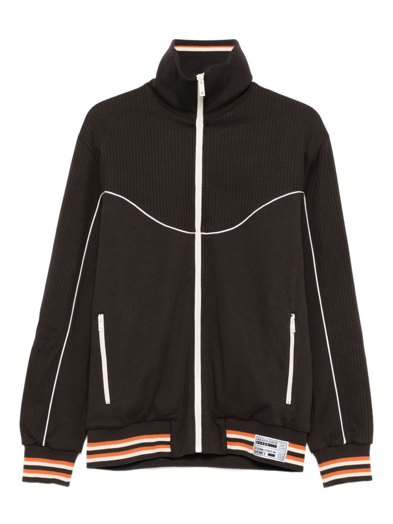 ribbed-panel zip-up jacket 1