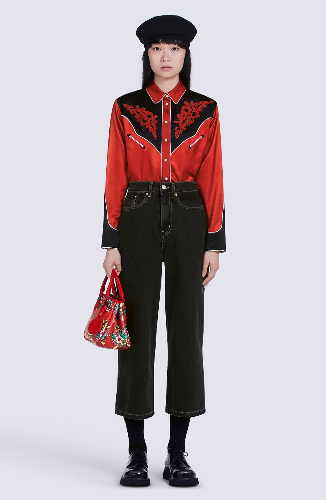'Western Flower' satin shirt - 3