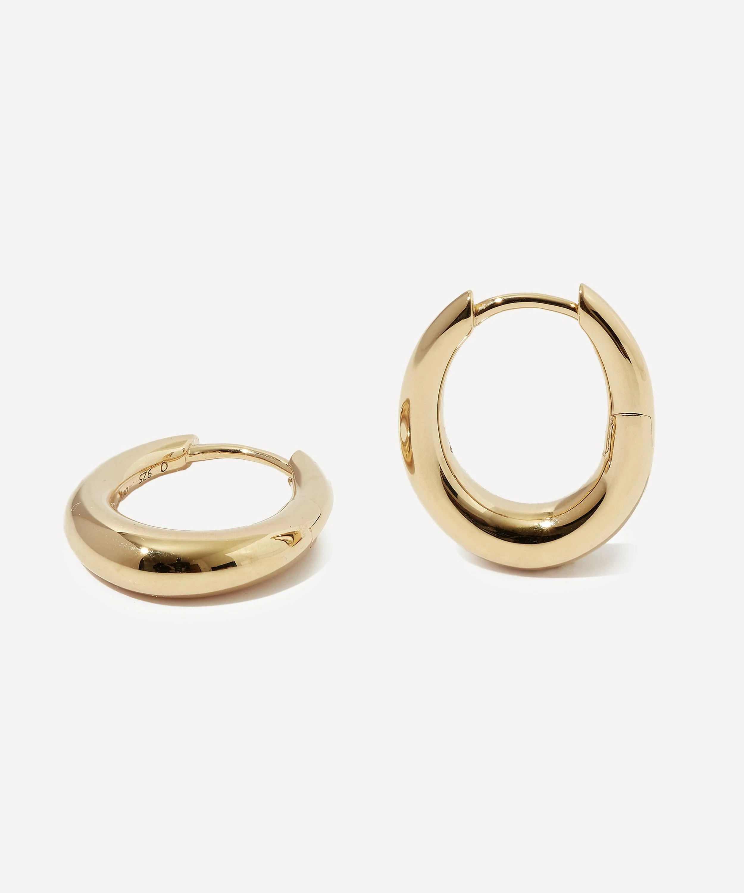 14ct Gold-Plated Vermeil Silver Oval Hoop Earrings - 1