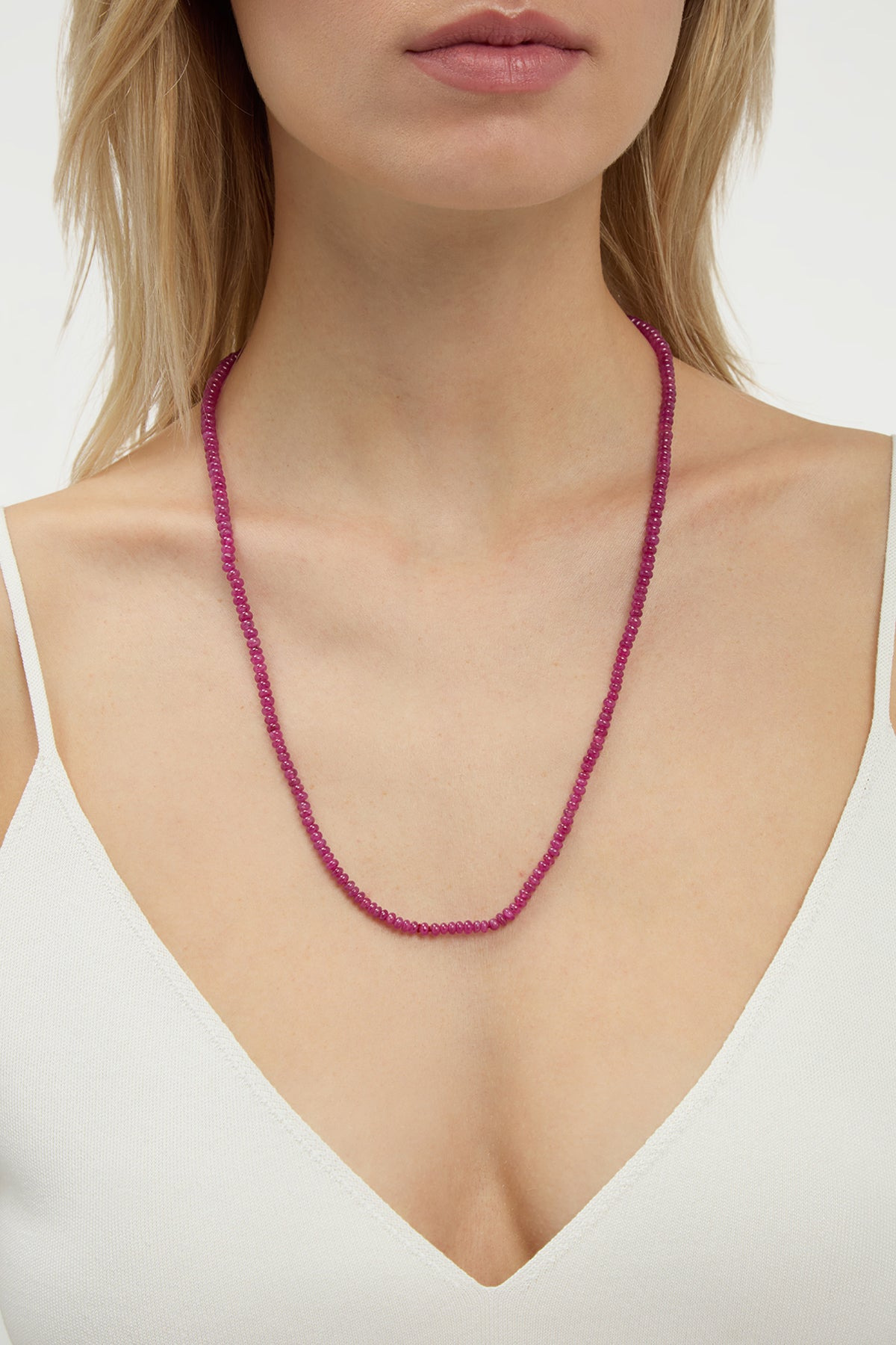 Beaded Necklace in Ruby (Small Beads) - 2