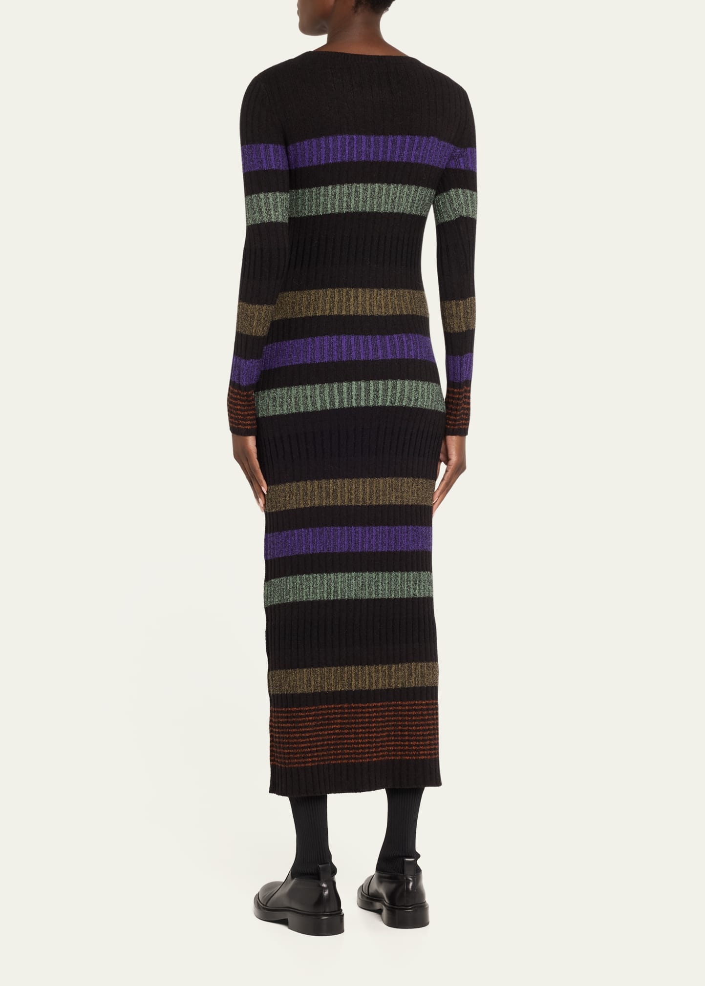 Amber Stripe Long Sleeve Wool Maxi Dress - 3