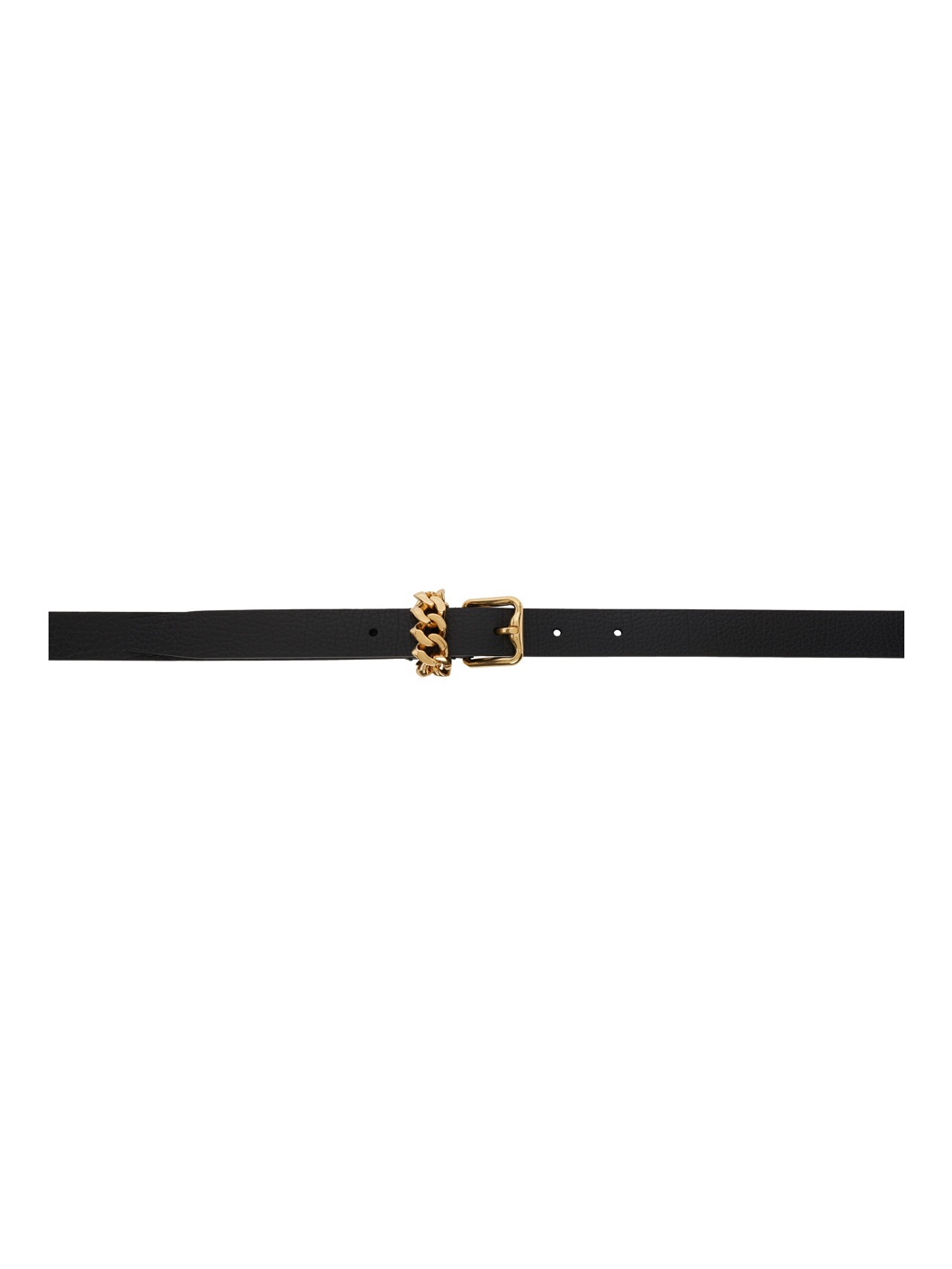 Black Leather B Buckle Chain Belt - 1