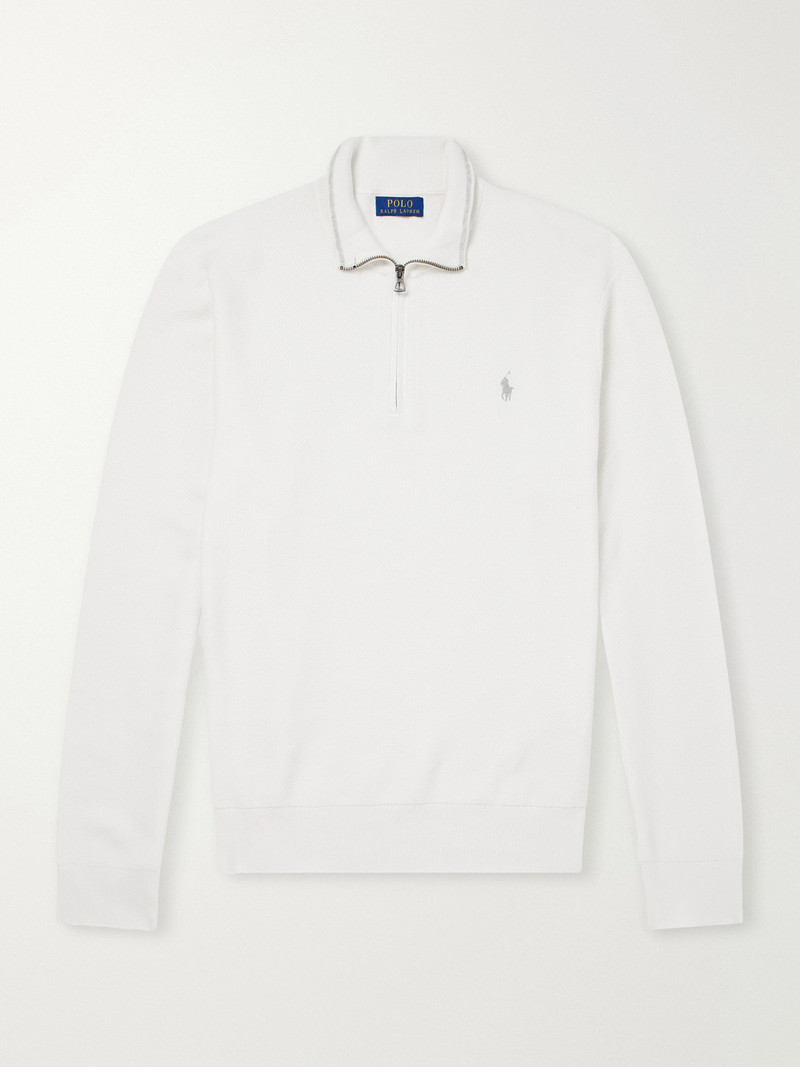 Logo-Embroidered Cotton Half-Zip Sweater 1