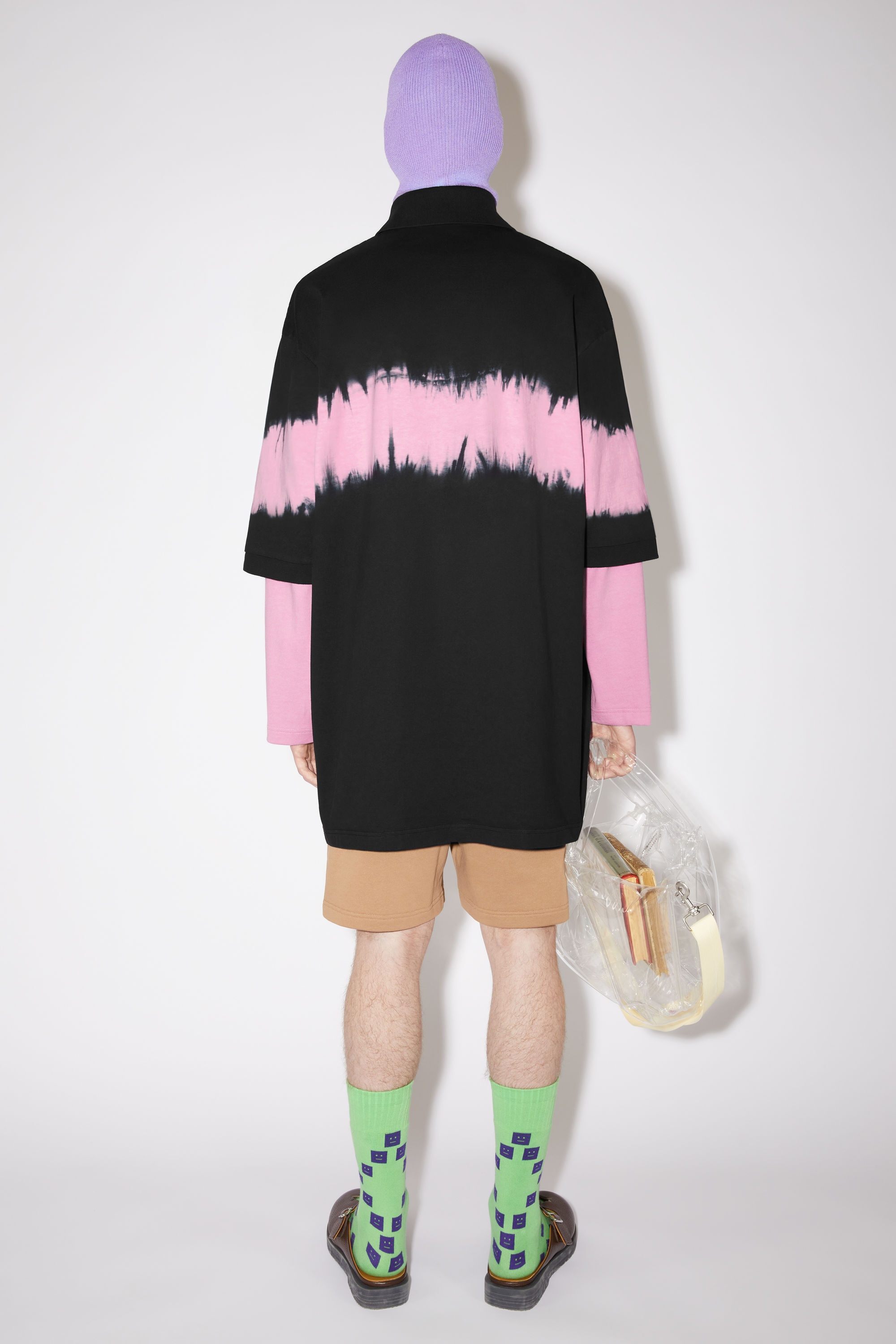 Tie-dye stripe polo t-shirt - Black - 3