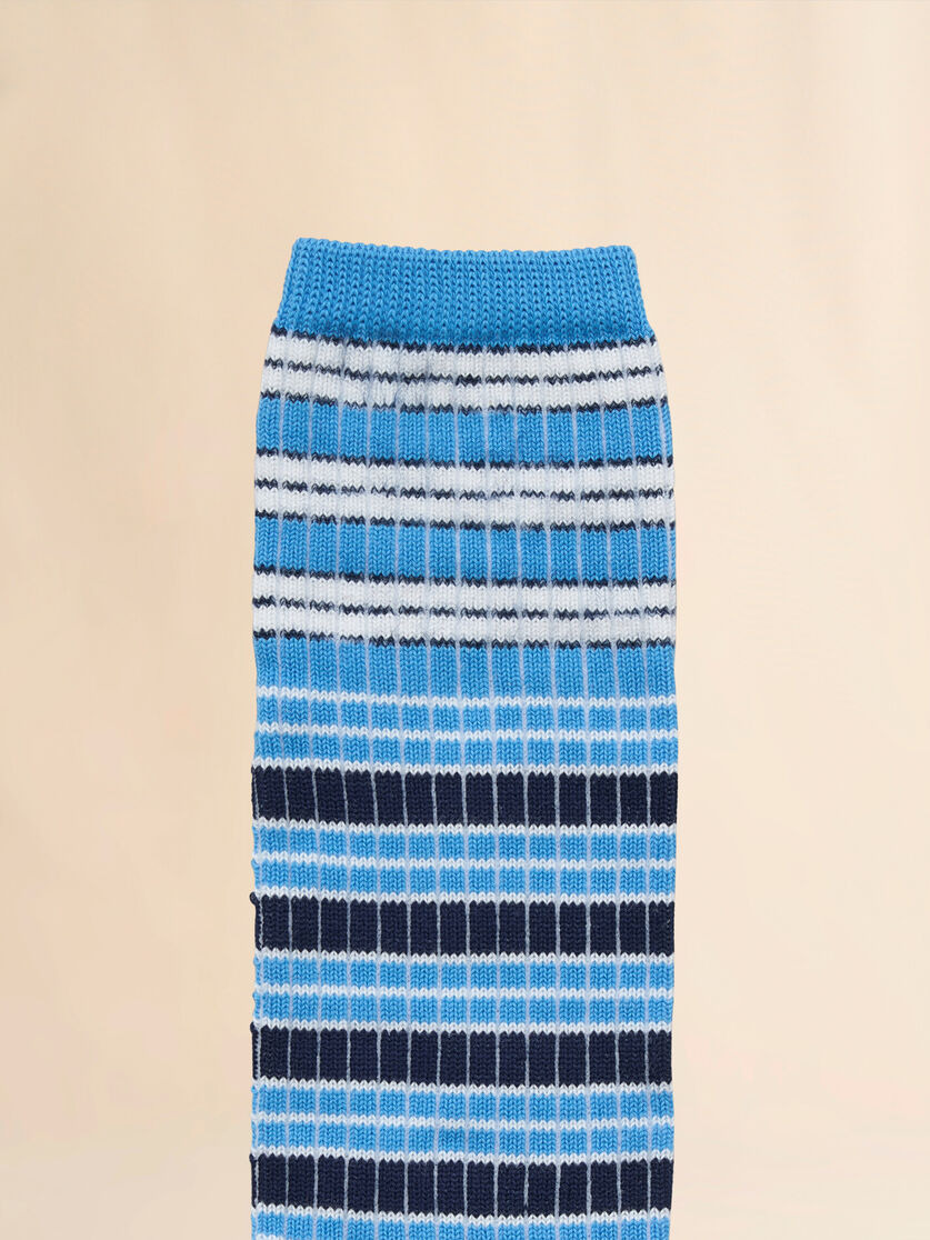 LIGHT BLUE STRIPED COTTON SOCKS - 3