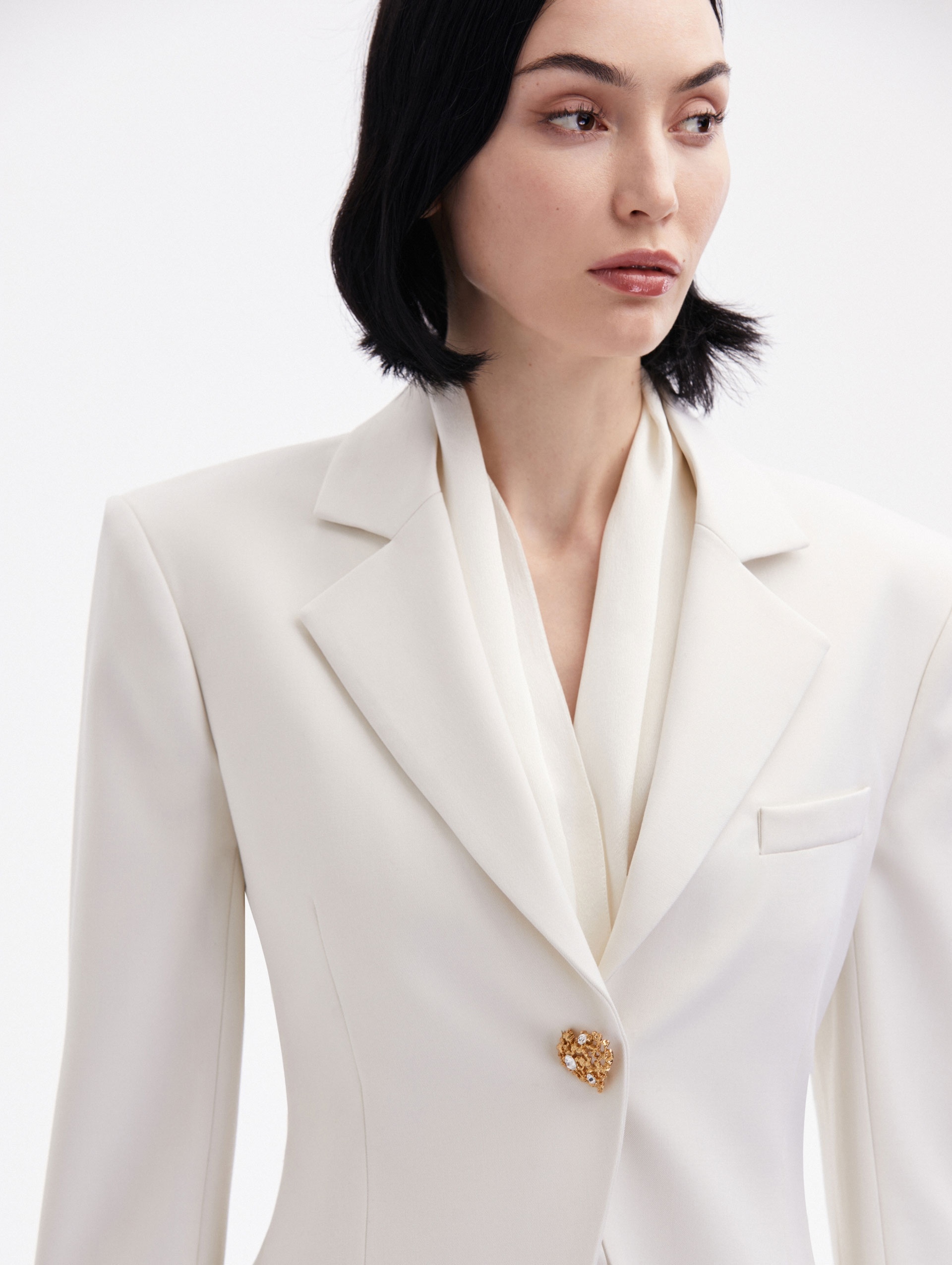 BUTTON DETAIL SINGLE-BREASTED BLAZER - 5
