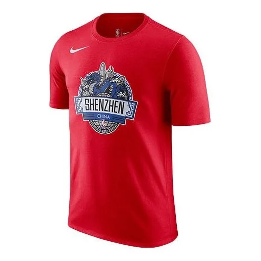 Nike NBA City Printing Quick Dry Sports Round Neck Short Sleeve Red CI0965-657 - 1