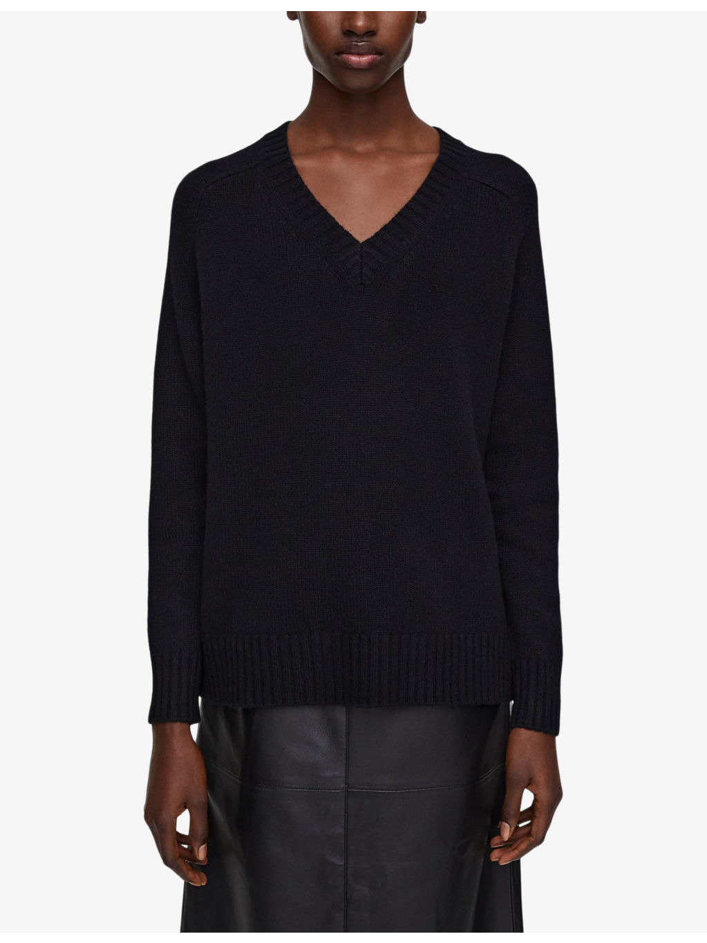 V-neck dropped-shoulder cashmere jumper - 3