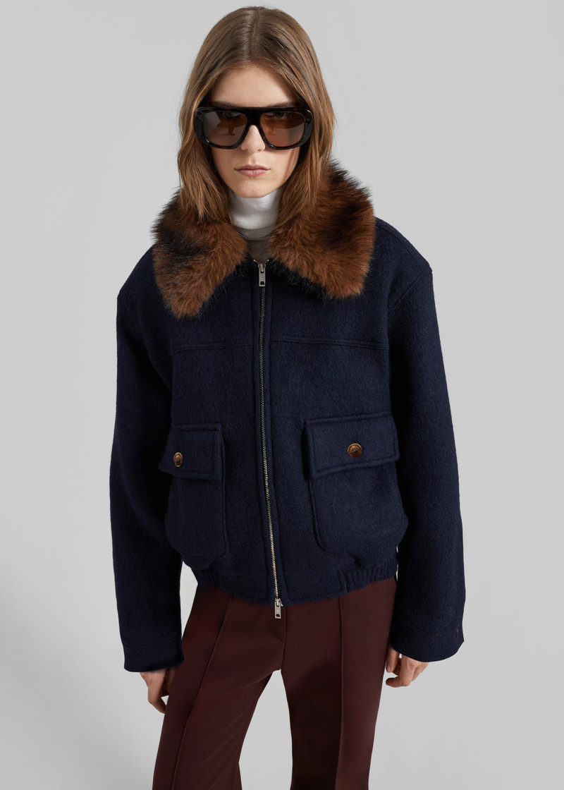 Elmont Brushed Wool Quilted Jacket - Dark Navy 9