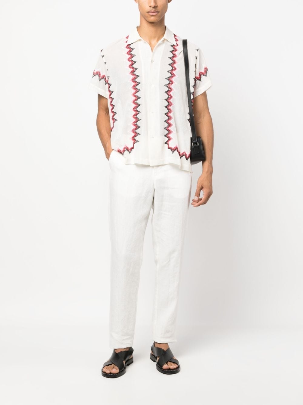 straight-leg linen chino trousers - 2