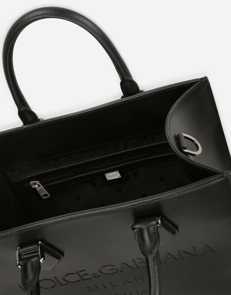 Calfskin Edge shopper with logo - 5