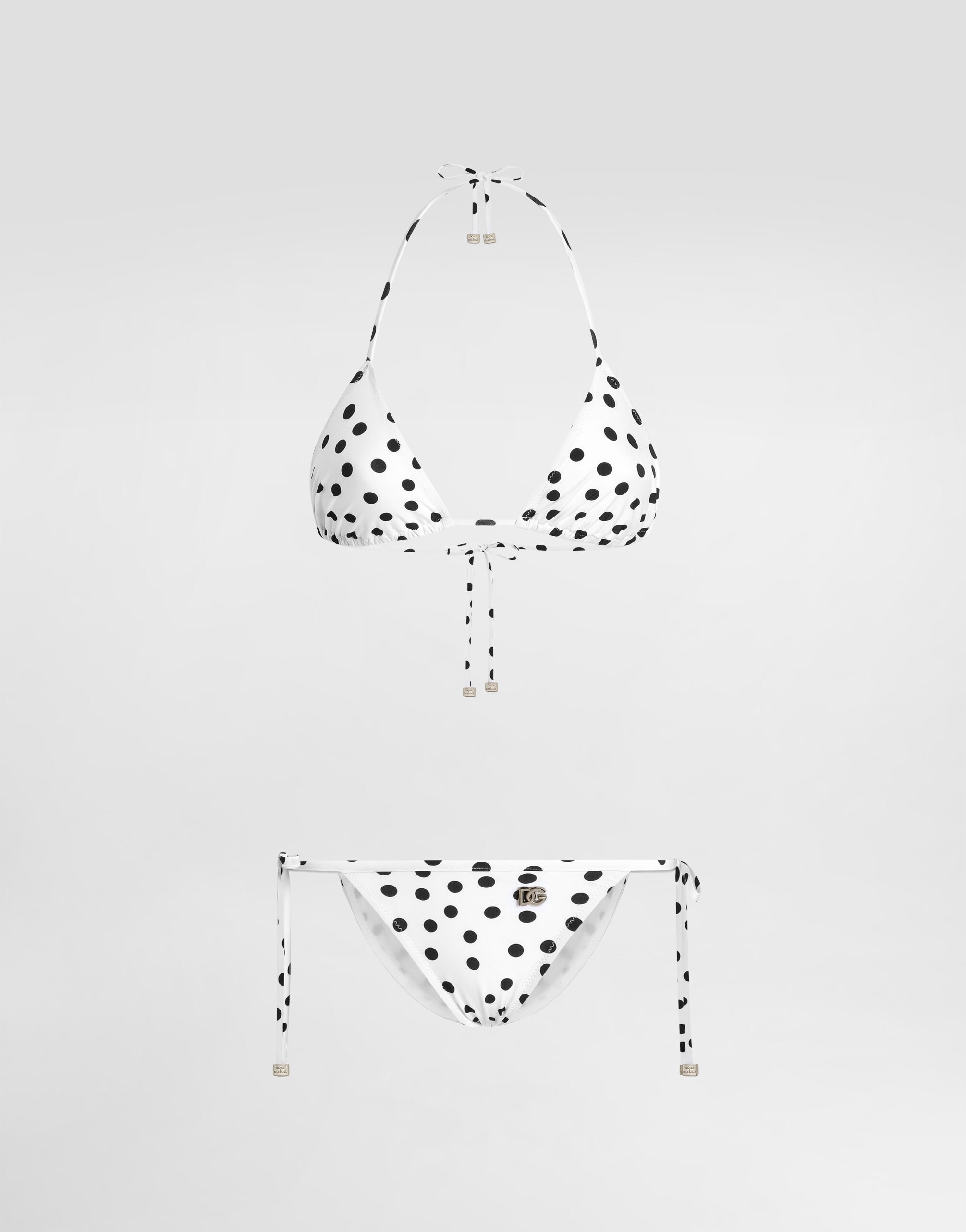 Polka-dot triangle bikini - 1