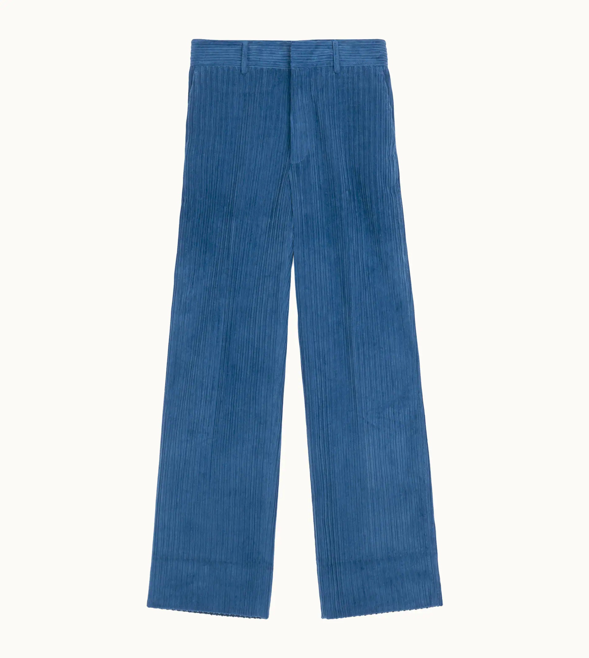 TROUSERS IN VELVET - BLUE - 1