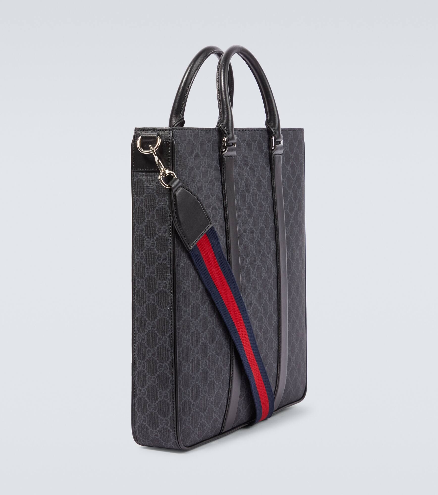 GG Supreme Medium leather-trimmed tote bag - 5