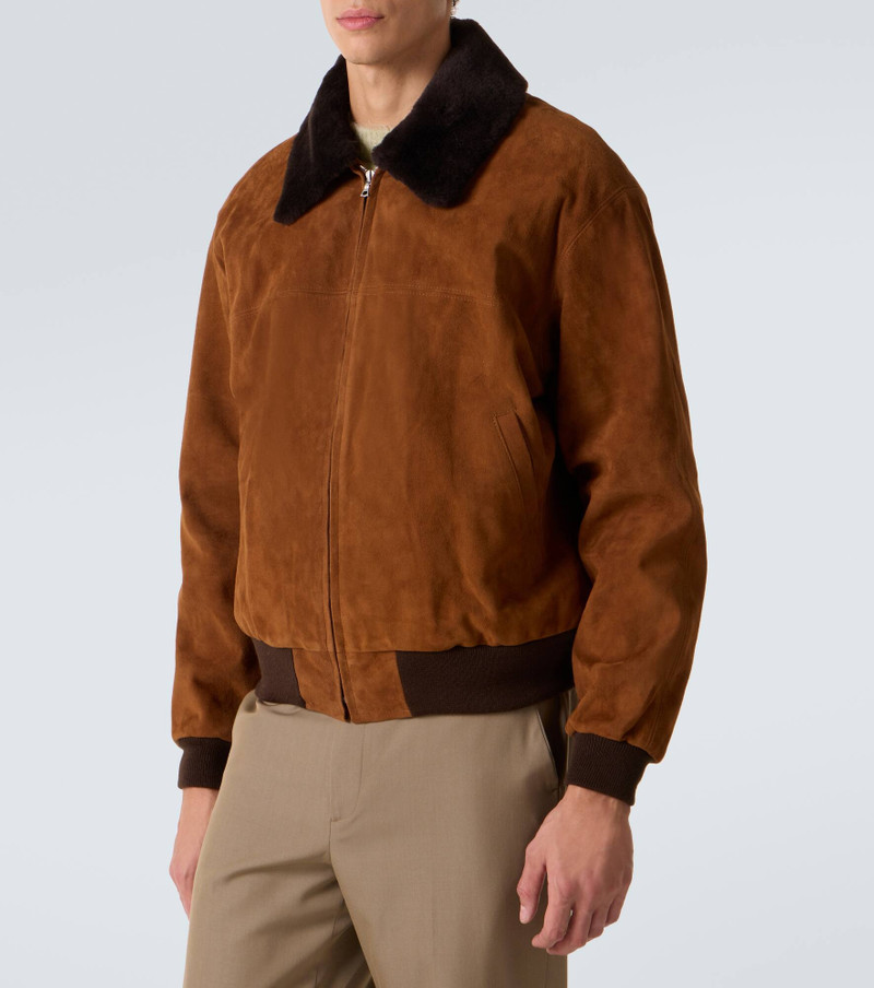 Shearling-trimmed suede aviator jacket 3