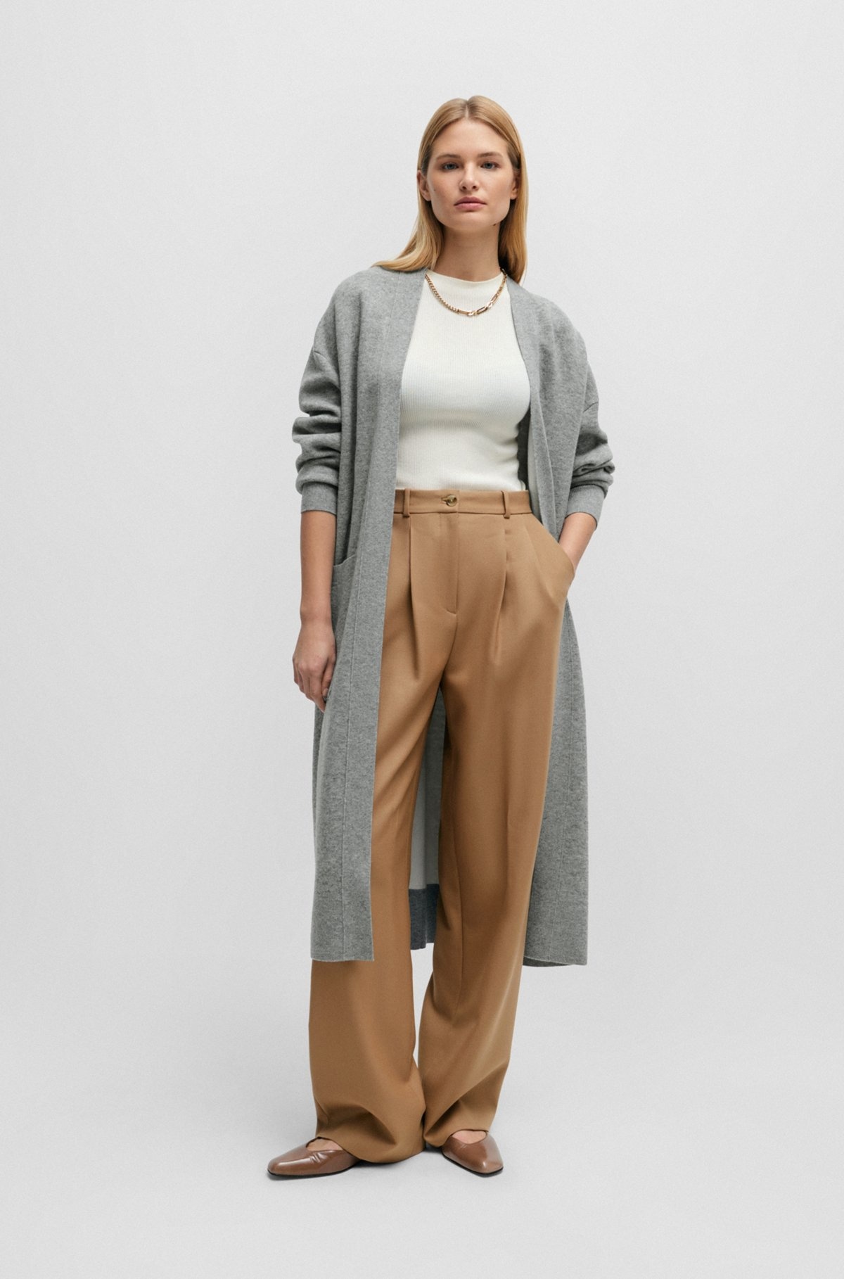 BELTED CARDIGAN IN VIRGIN WOOL AND CASHMERE - 3