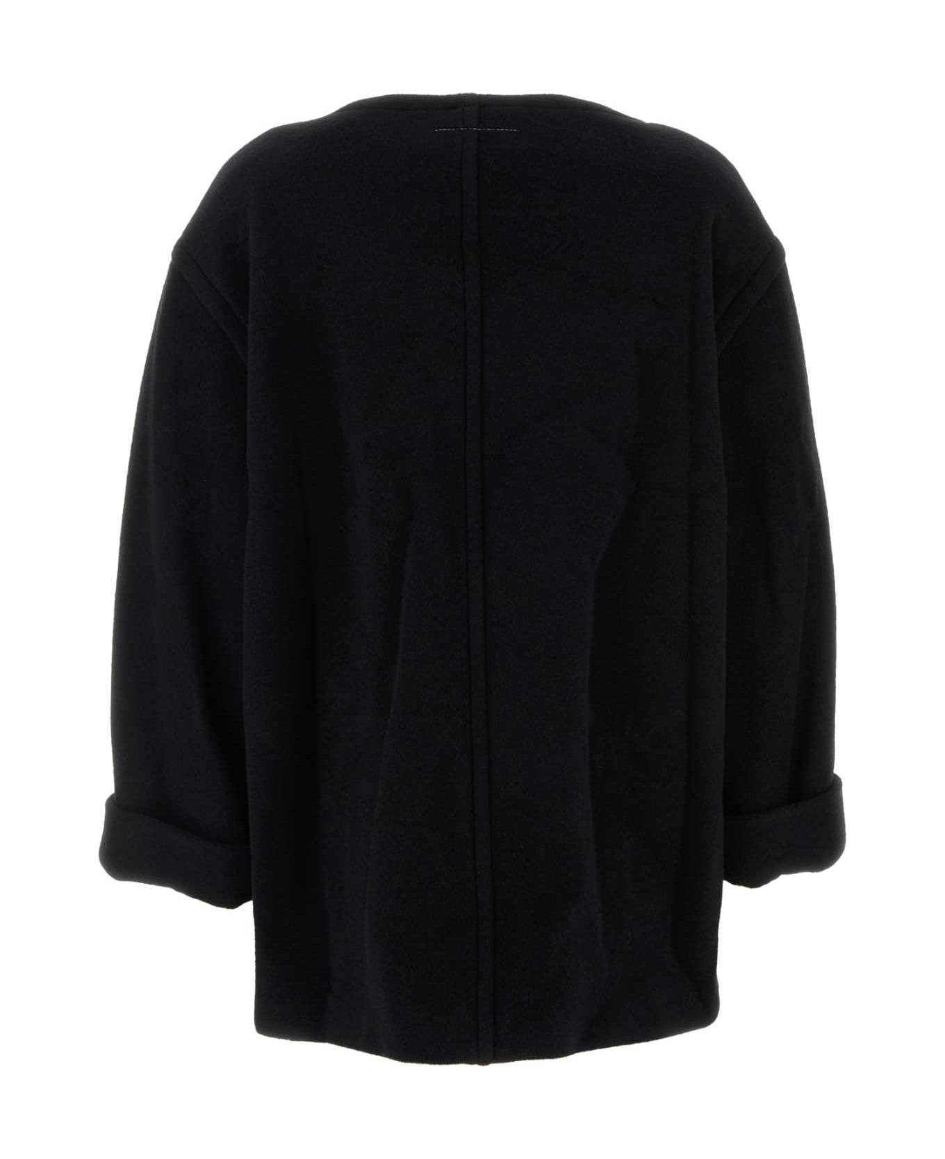 Black Wool Blend Oversize Sweater - 2