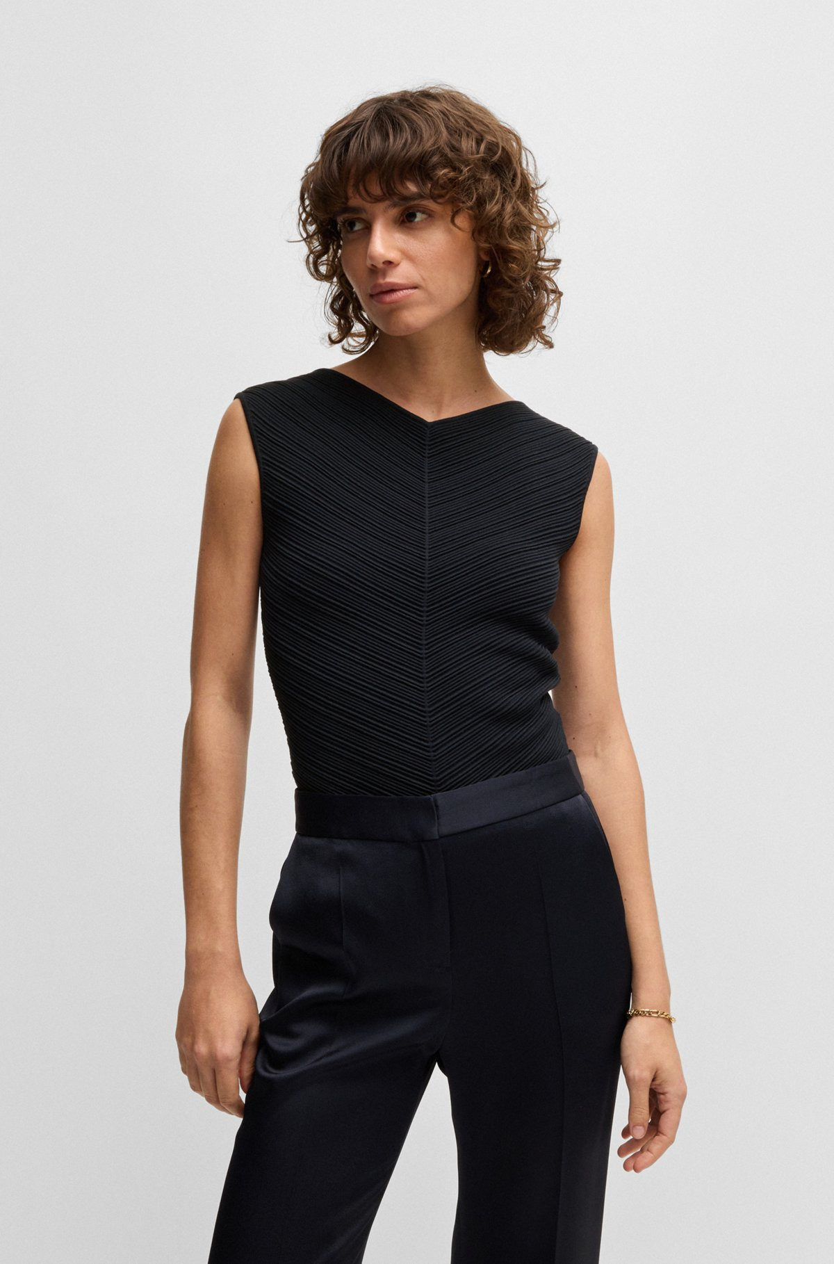 V-NECK TOP WITH KNITTED STRUCTURE - 2