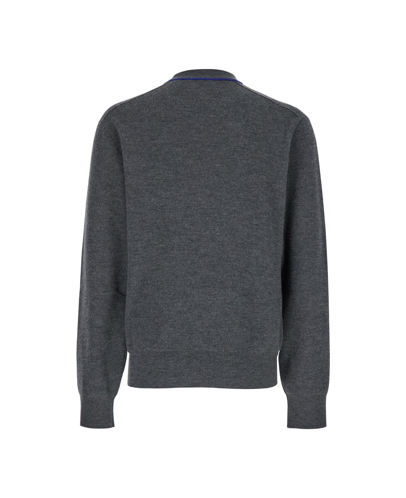 Grey Crewneck Sweater With Ekd Logo Detail On The Hem In Wool Man - 2