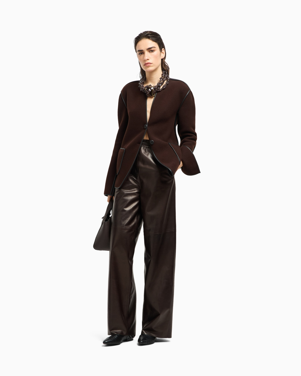 SINGLE-BREASTED JACKET IN WOOL AND CASHMERE FLEECE - 2