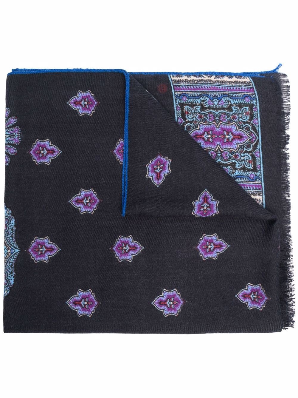 paisley-print frayed-edge scarf - 1