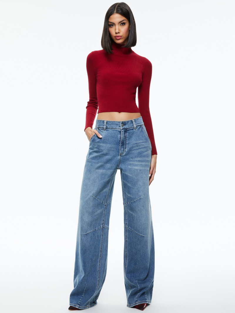Alice + Olivia SENAIDA CROPPED MOCK NECK PULLOVER outlook