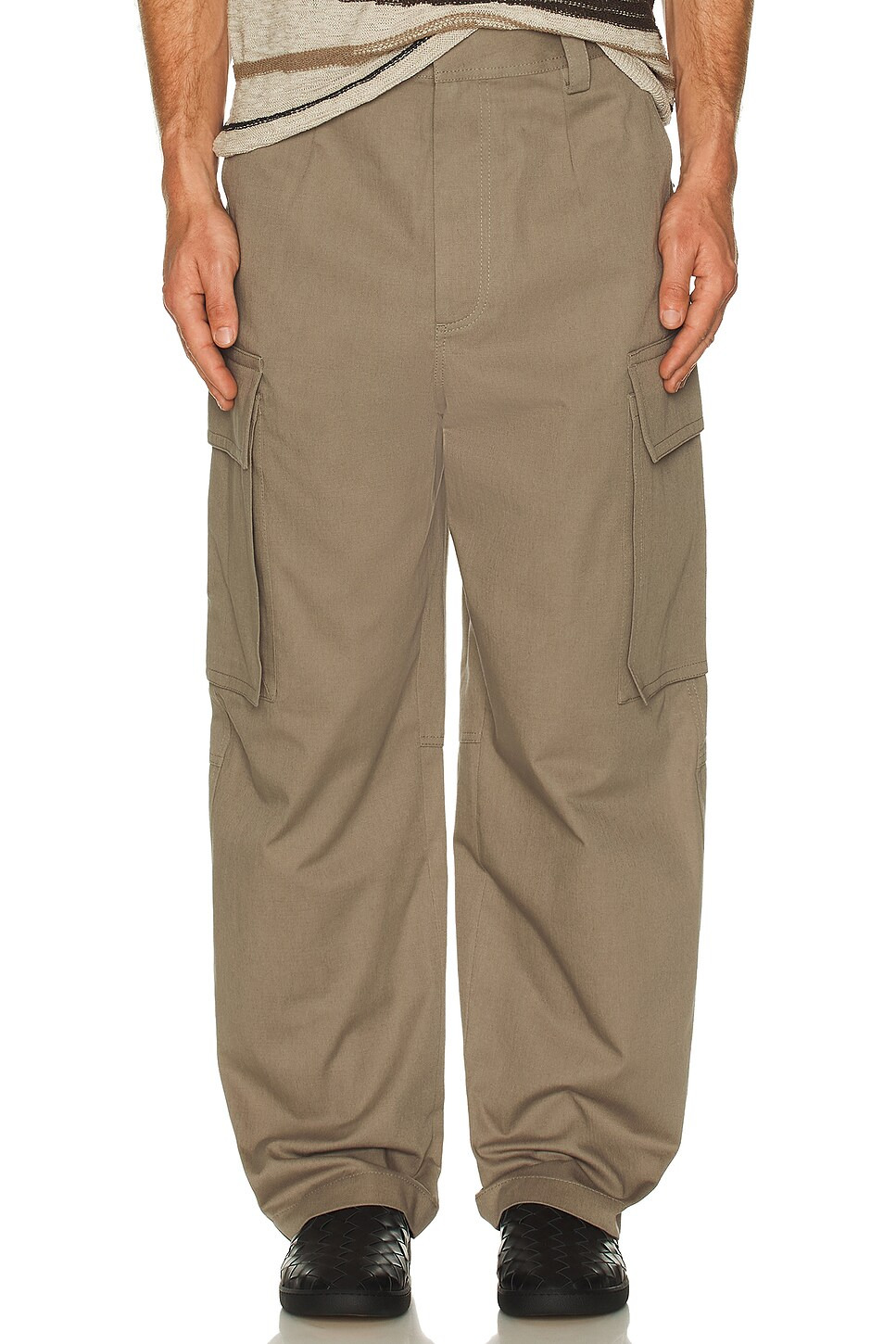 Washed Irregular Cotton Twill Cargo Trousers - 3