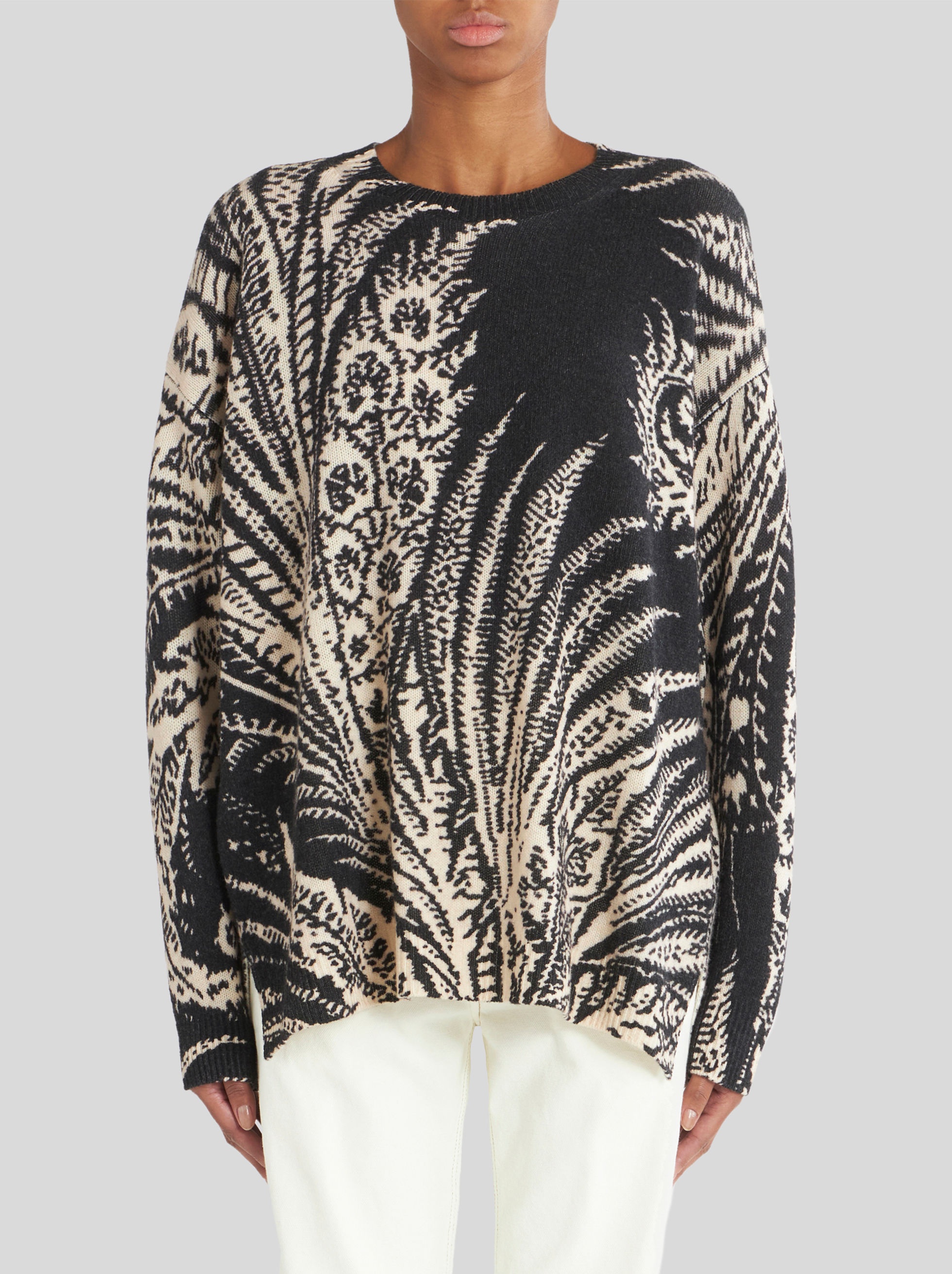 FOLIAGE PRINT WOOL JUMPER - 3