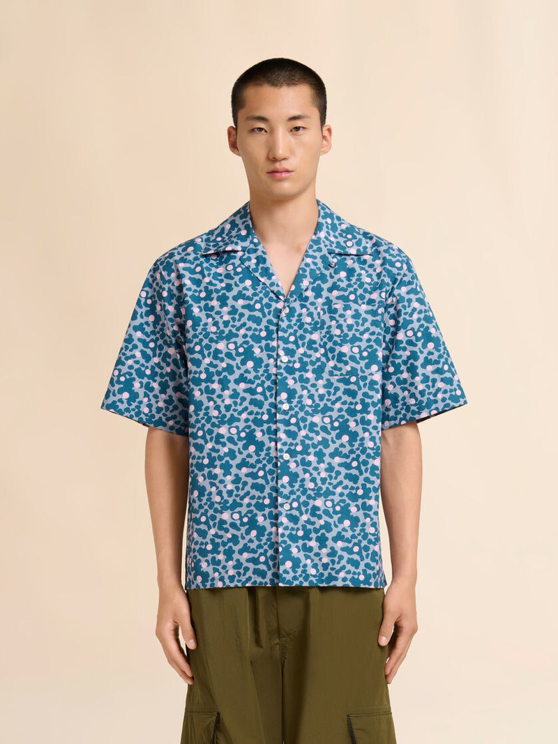 Marni BLUE POPLIN BOWLING SHIRT WITH VIBRATIONS PRINT outlook