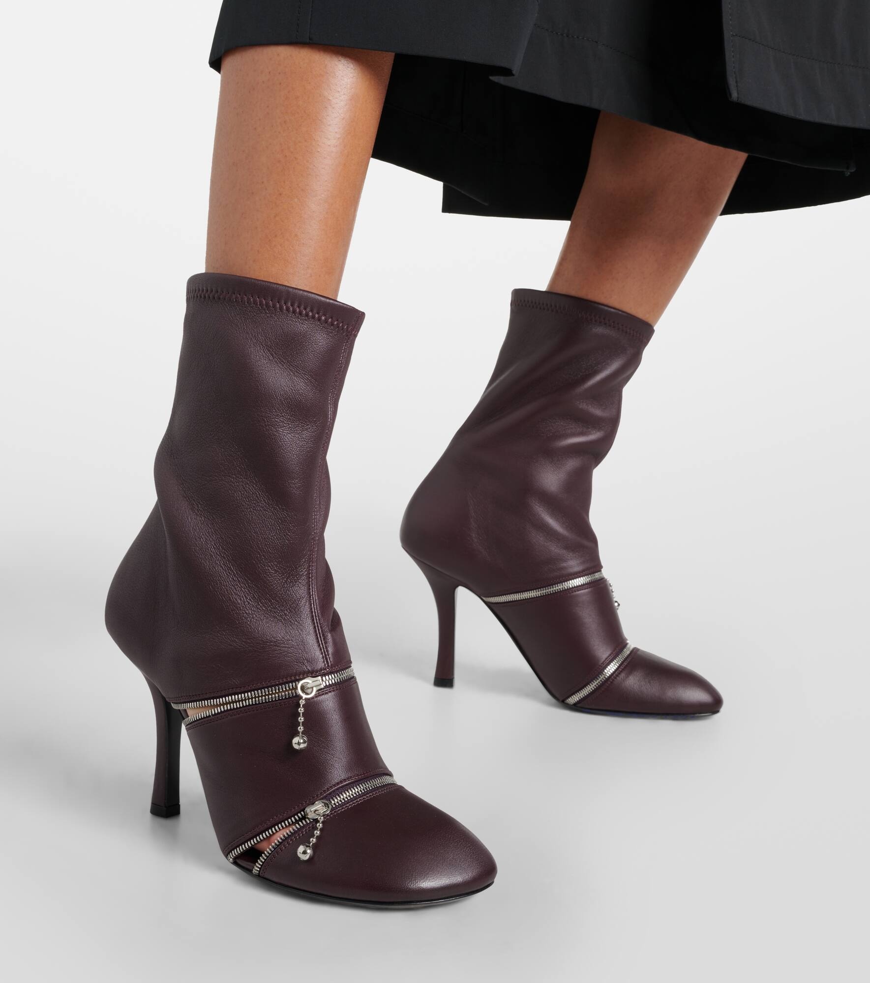 Peep leather ankle boots - 4