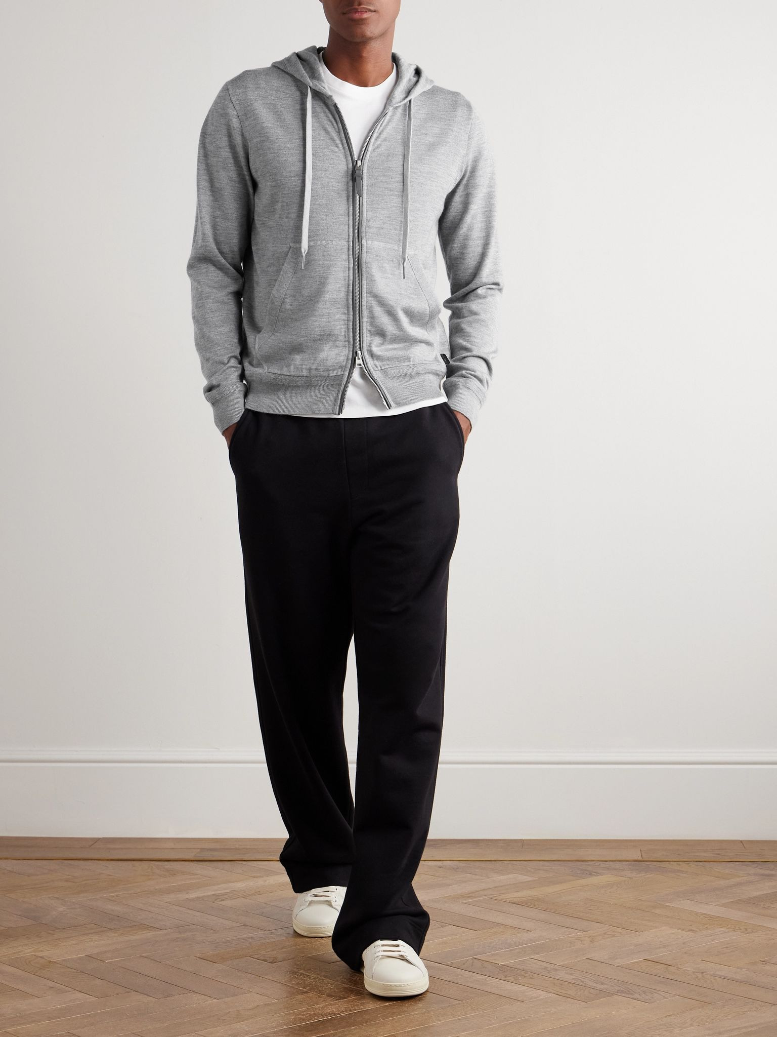Cashmere and Silk-Blend Zip-Up Hoodie Gray - 2