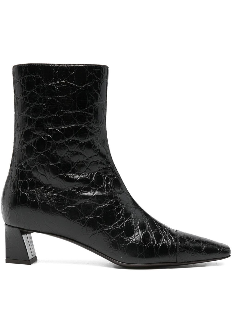 crocodile-effect block-heel boots 1