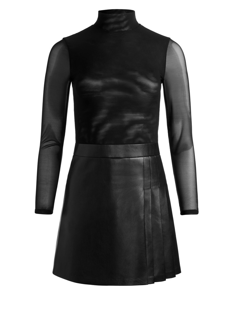 CHARA VEGAN LEATHER MINI DRESS - 1