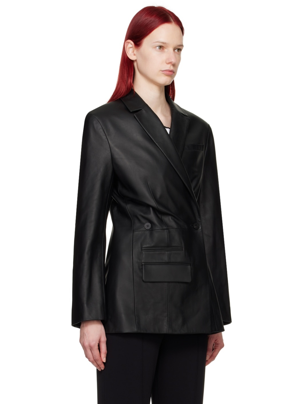 Black Les Sculptures 'La veste Tibau cuir' Leather Jacket - 2