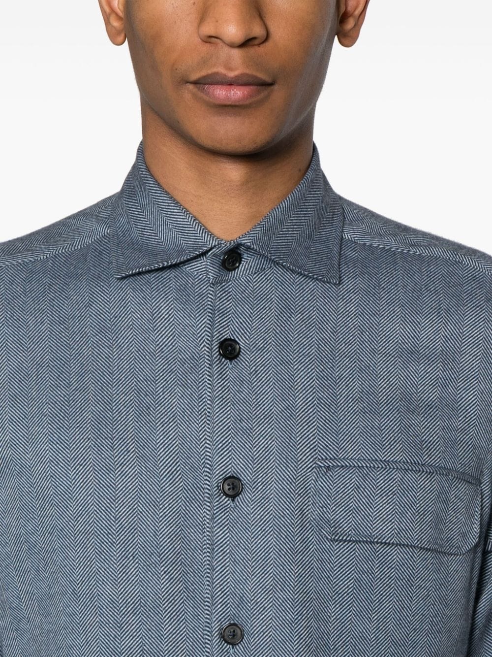 classic-collar cotton overshirt - 5