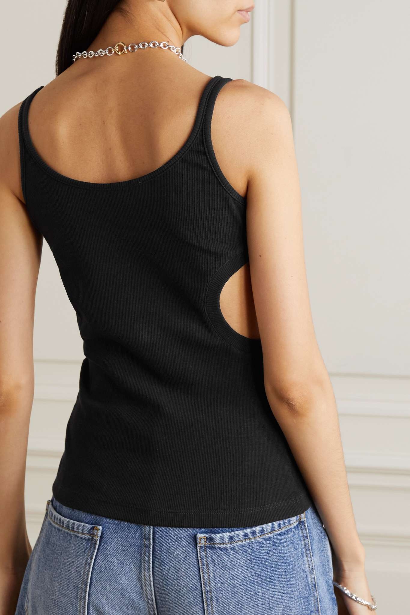 Cutout ribbed stretch-cotton  jersey tank - 3