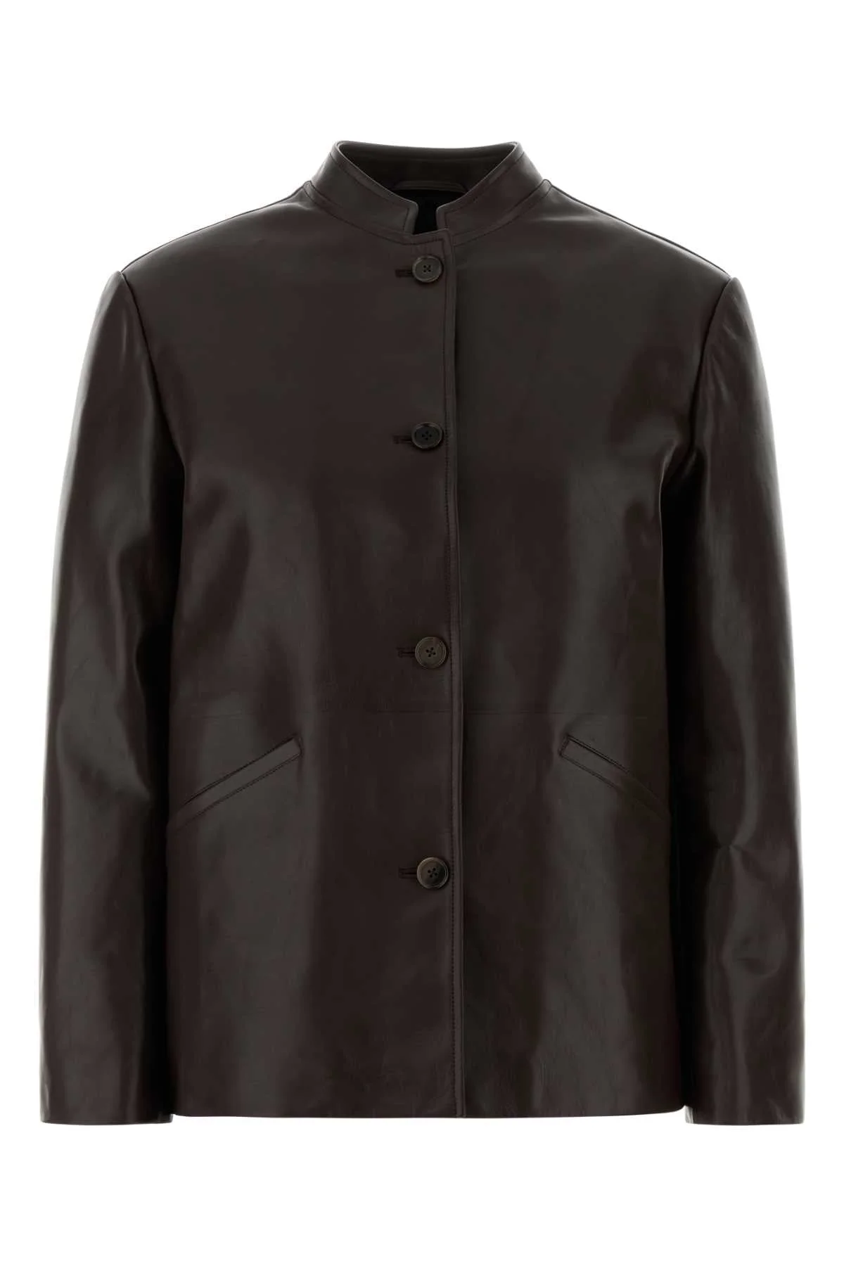 Jil Sander Women Brown Leather Jacket - 1
