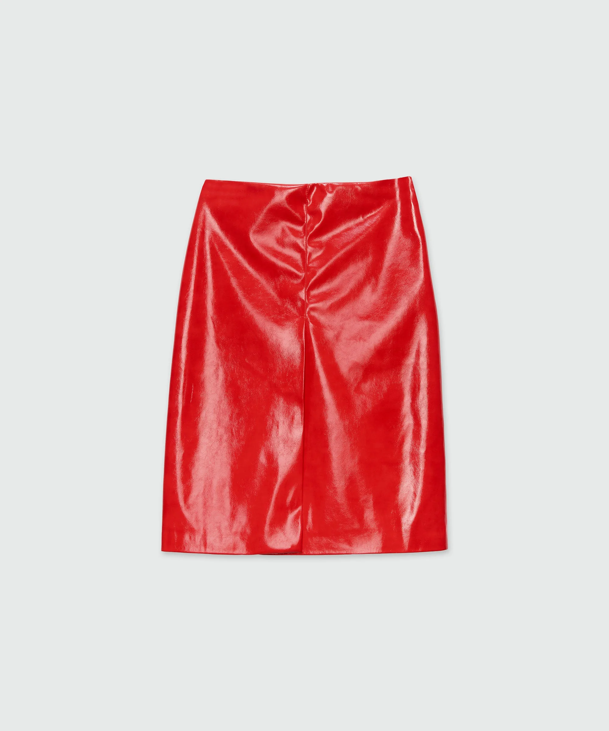 Red vinyl midi skirt - 1