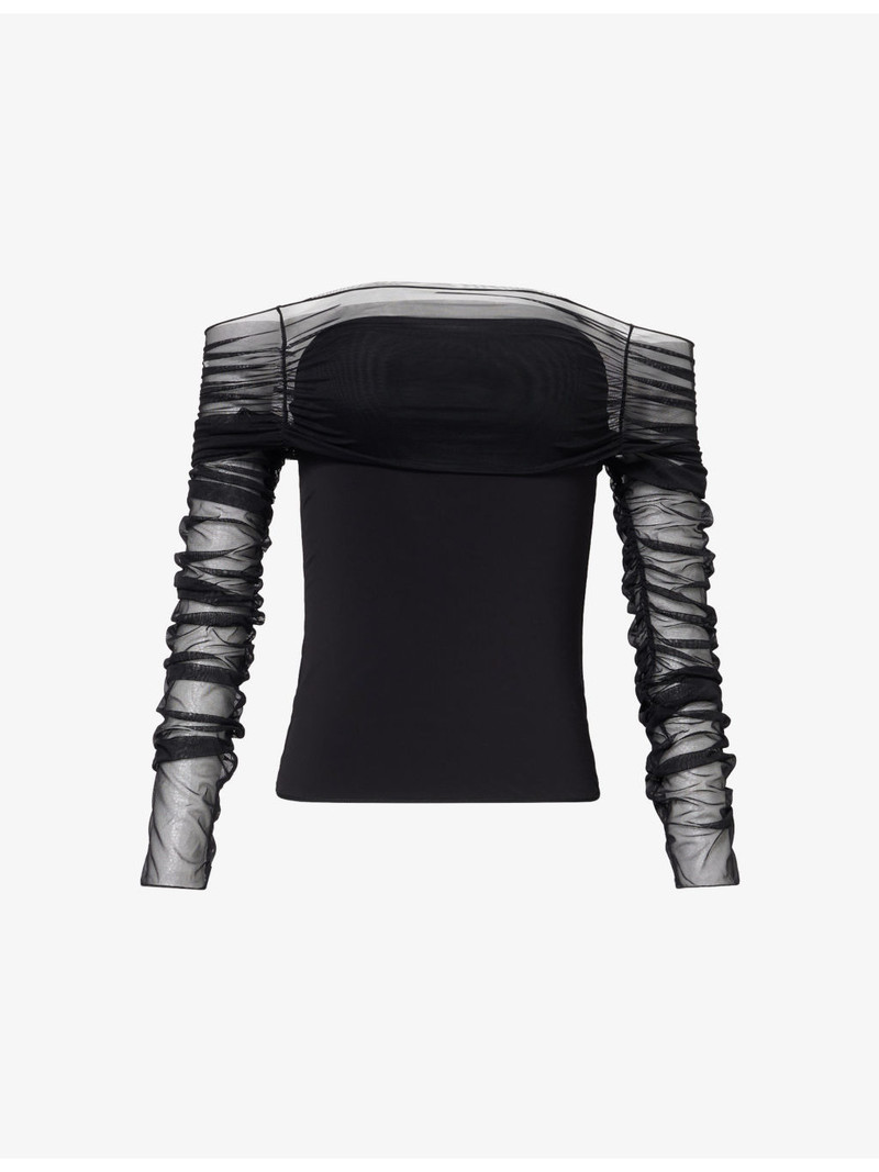 Long-Sleeve Ruched Stretch-Woven Top 1