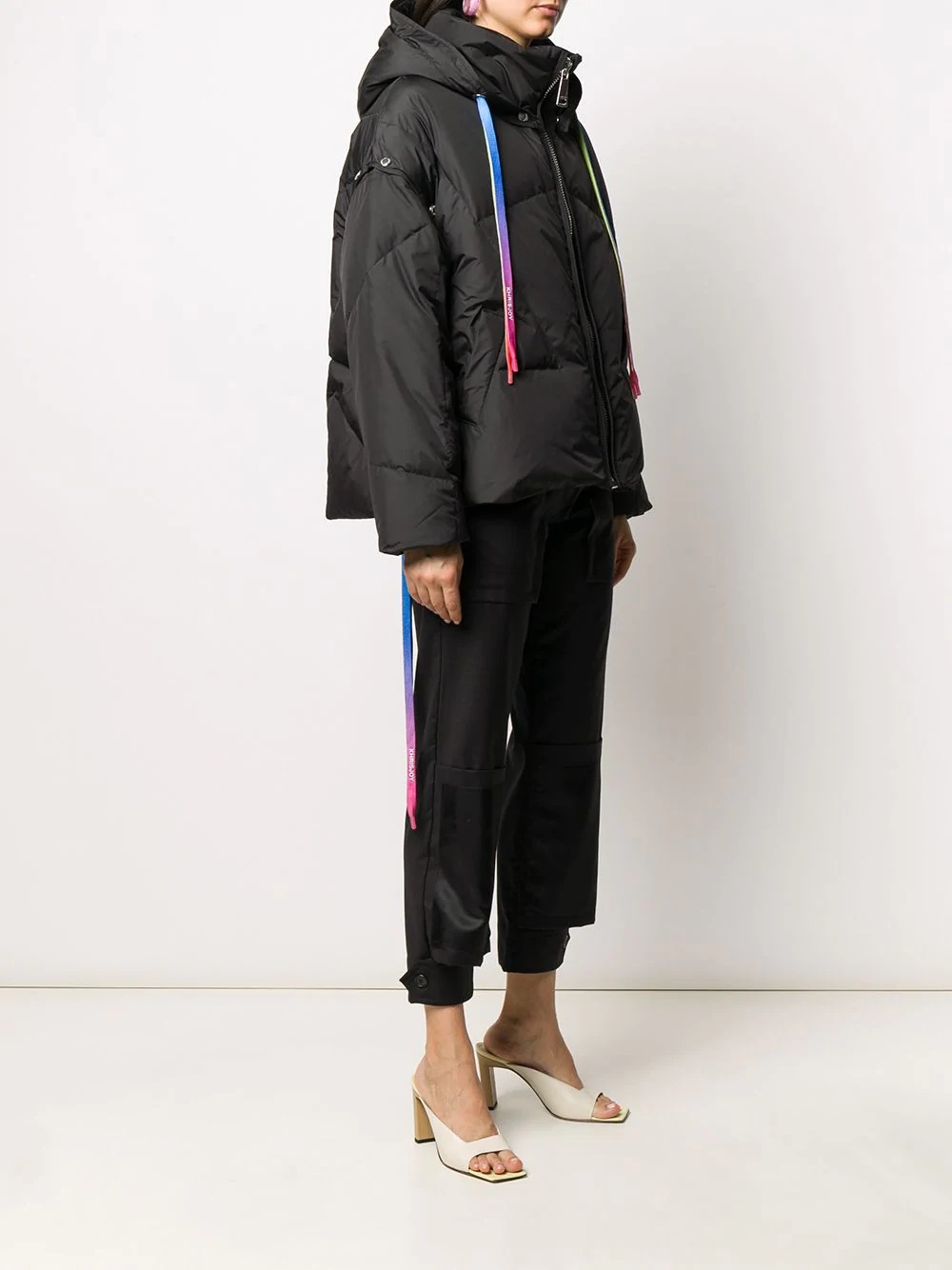 rainbow drawstrings puffer jacket - 3