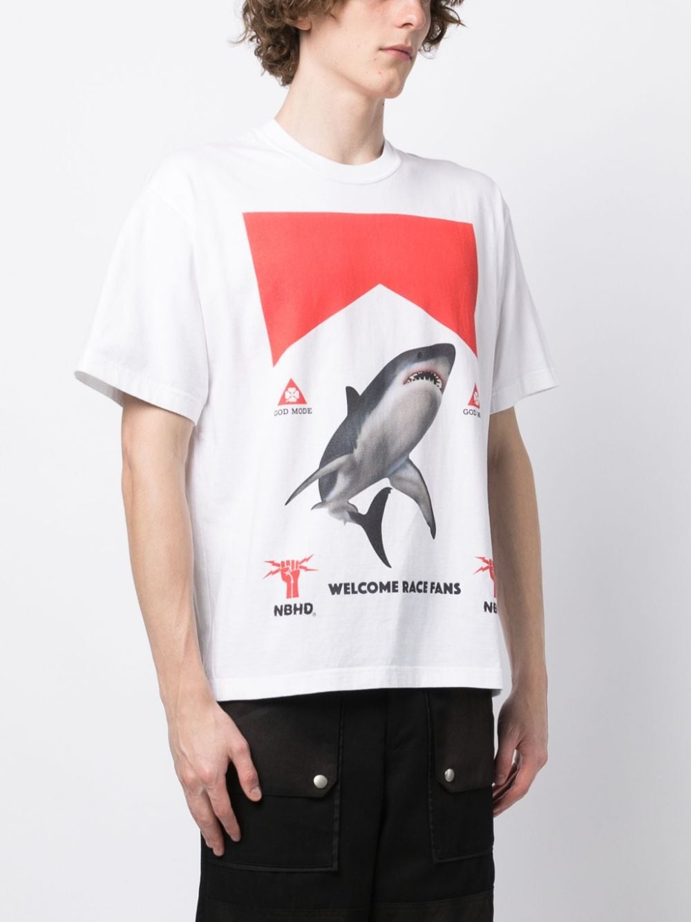 x DSC shark-print cotton T-shirt - 3