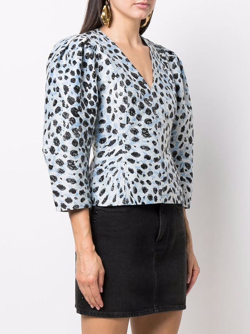 leopard-print puff-sleeve top 3