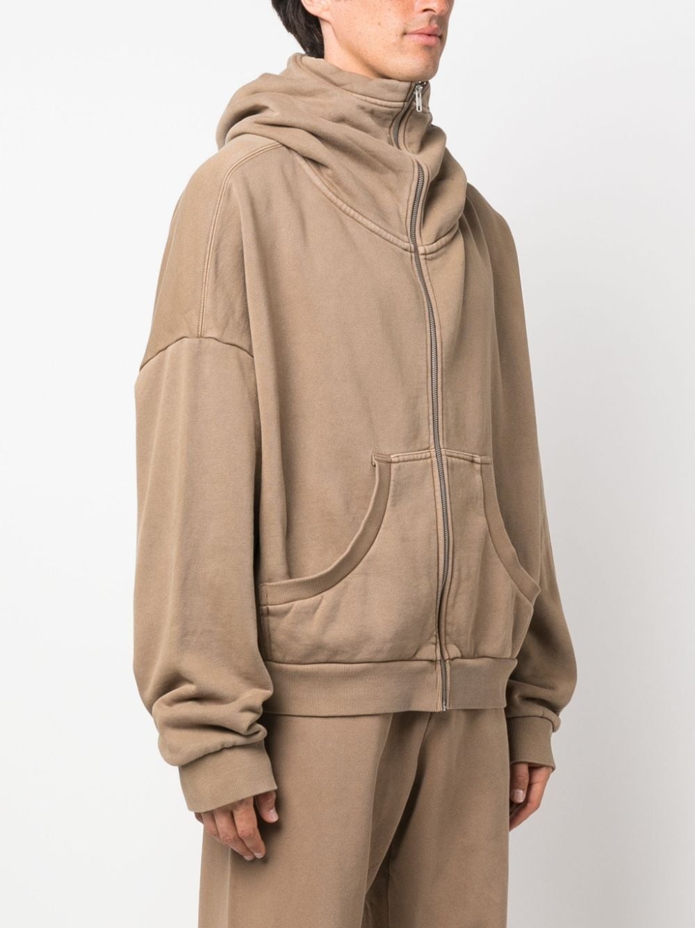 zip-fastening cotton hoodie - 4