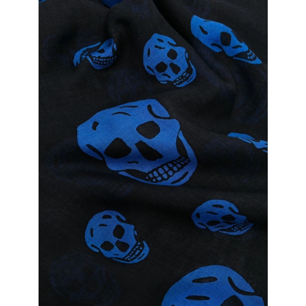 BLACK SKULL FRINGED SCARF - 2