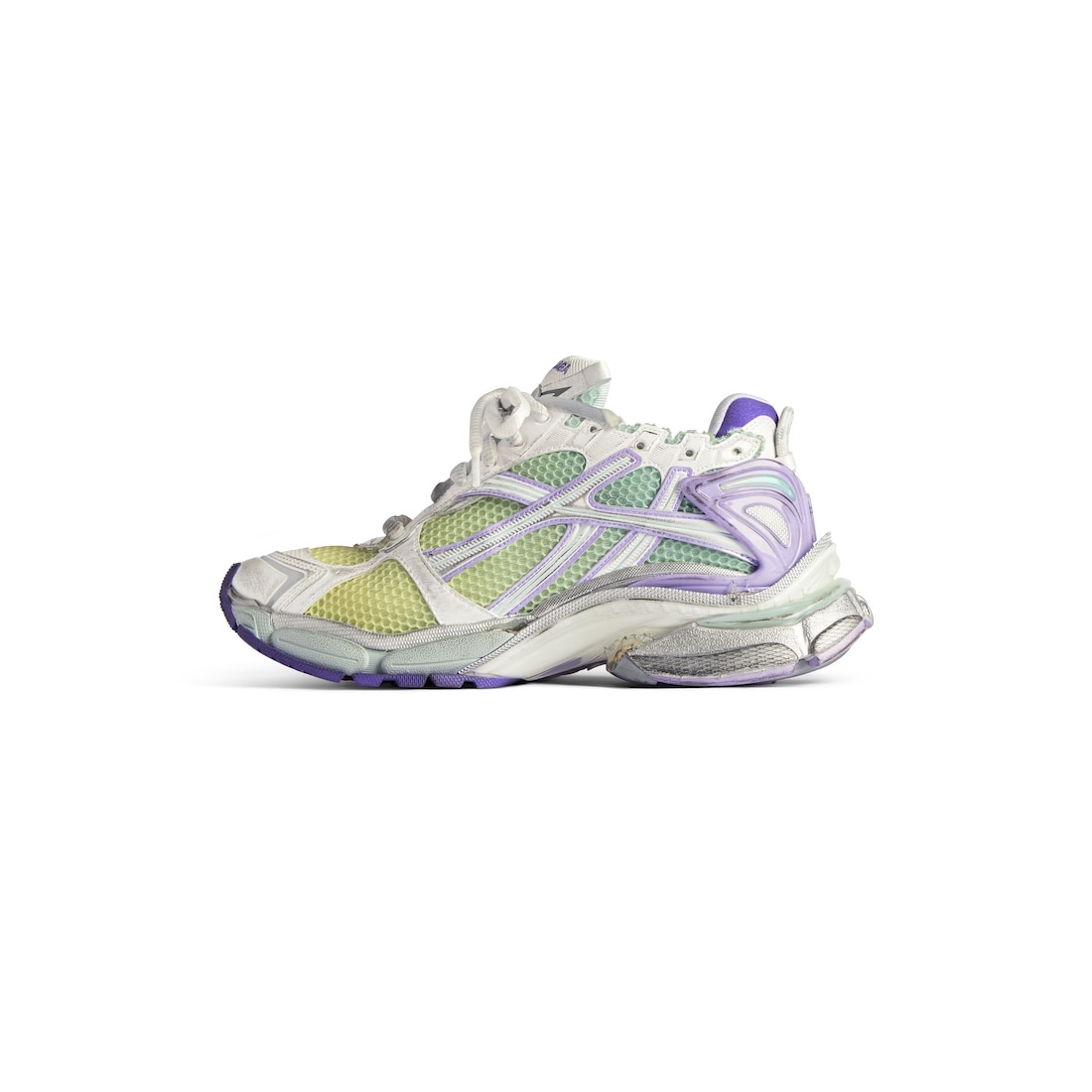 Women's Runner Gradient Sneaker  in White/grey/purple/neon Yellow - 4